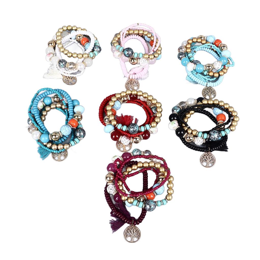 35PCS Women Beaded Bracelets Vintage Cute Waterproof Lightweight Durable College Style Jewelry