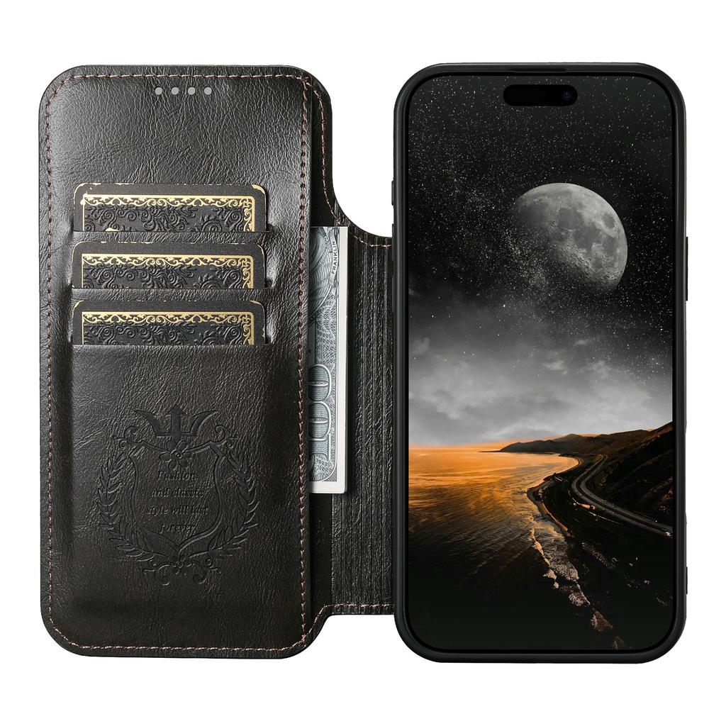 SUTENI J05 For iPhone 17 Air Case Compatible with MagSafe Textured PU Leather Flip Phone Cover