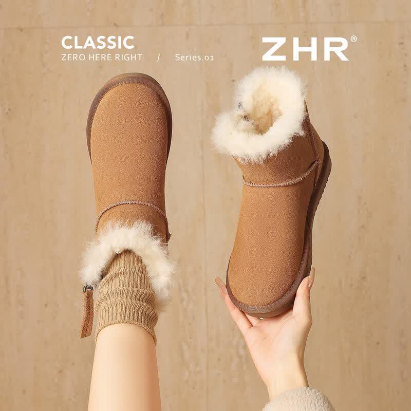 ZHR Women s Winter Plush Lined Suede Ankle Snow Boots 36