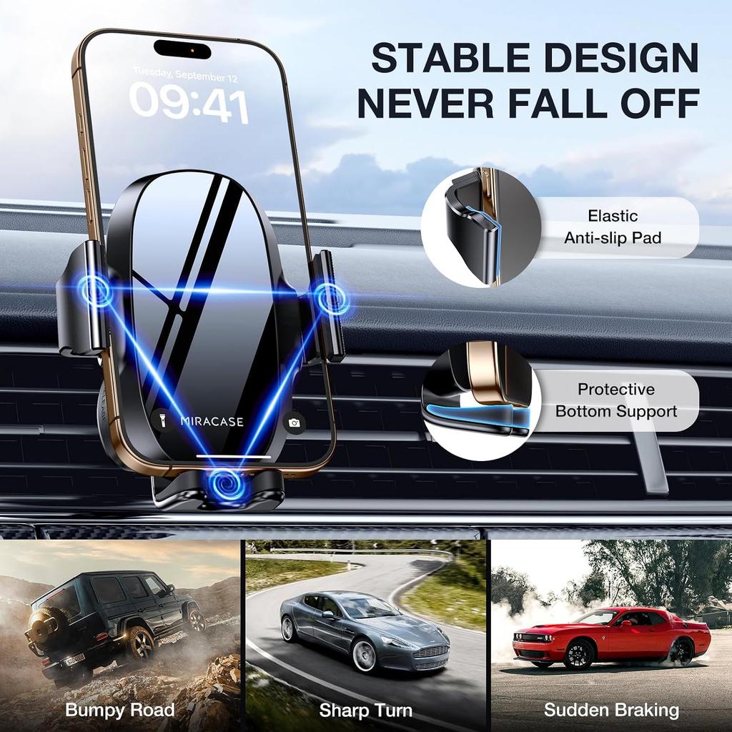 miracase Upgraded Wider Clamp Phone Holders for Your Car, Metal Hook Air Vent Car Mount [Thick Cases Friendly] Automobile Hands Free Compatible with