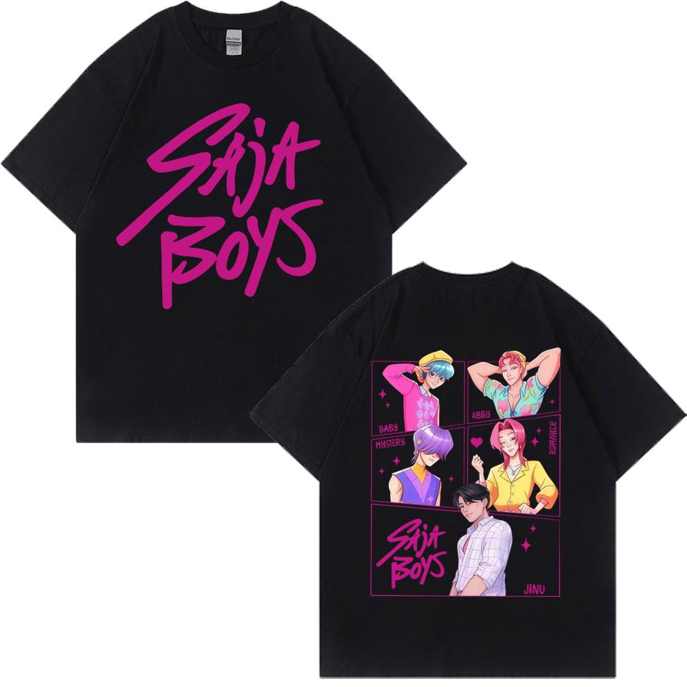 New Movie Anime KPop Demon Hunters Saja Boys Tshirt Men Women Trend Harajuku Cosplay T Shirt Loose Cozy Cotton Casual T Shirts