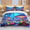 Super Vibrant Neon Psychedelic Mushrooms Print Bedding Set  1 Duvet Cover 1/2 Pillowcases Adult and Children Bedding Set Luxury