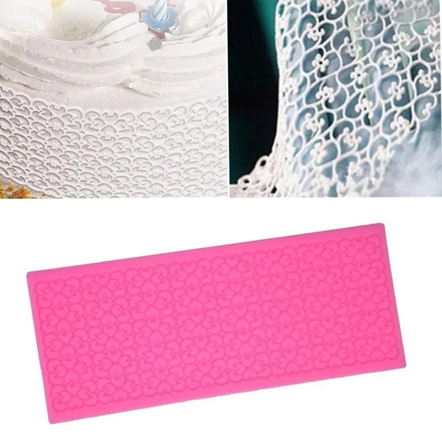 1 st spetssilikonform tårtdekorationformar sockerhantverk fondantmatta tårtdekoration bakverktyg formar tillbehör