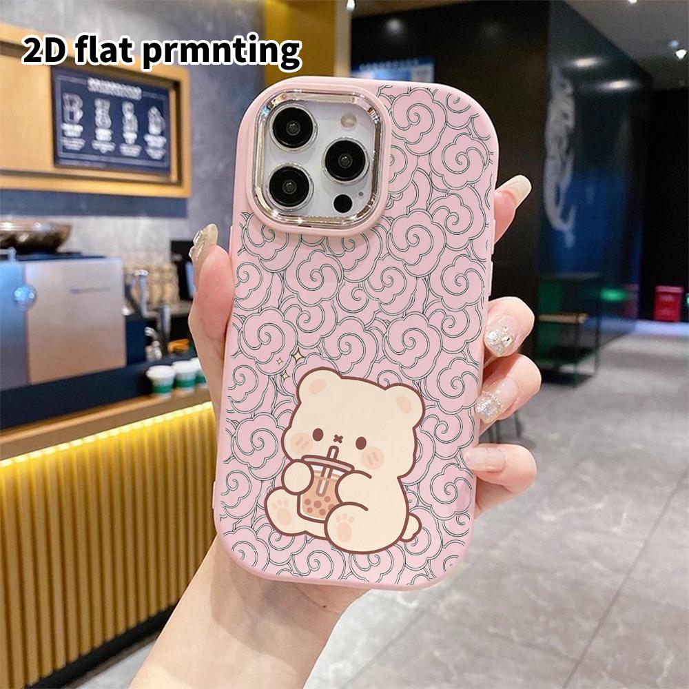 Phone Case: 2D Flat Design Suitable for iPhone 18 17 16 15 14 13 Pro, Couple Style, Light Beige Little Bear, Christmas and Halloween Gift