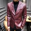 Autumn Men's Leather Jacket Suit Casual Jacket Korean Version Slim-fitting Lapel Leather Suit Leather Jacket Men