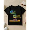 Boy Crewneck Short Sleeve T-Shirt, Cartoon Tractor Harvester Print Green Blue Red Casual Tee