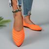 Fashion Plus Size Flats Summer New Pointed Toe Shallow Mouth Knit Flying Wire Breathable Soft Sole Non-Slip Wear-Resistant Single Shoes
