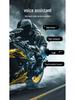 K18 Bluetooth Motorcycle Helmet Headset with LCD Screen, FM Radio, EQ Sound Settings, and Power Display.