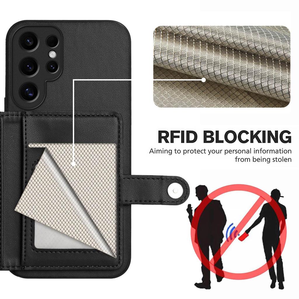 For Samsung Galaxy S24 Ultra Case RFID Blocking Card Holder Kickstand TPU + PU Leather Phone Back Cover