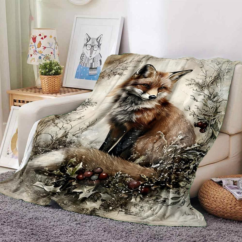 1pc Fox Name blanket Lightweight Flannel Throw for Sofa Bed Travel Camping Livingroom Office Couch Chair