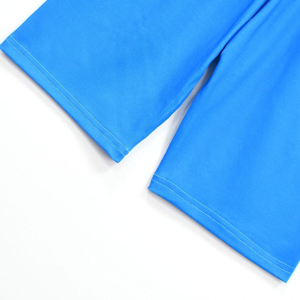 19820 Kinder Mädchen Prinzessin Print Kurzarm T-Shirt Top Shorts Blaue Sets
