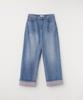 Selliteiljeu Check Flower Roll-Up Denim Pants_Blue