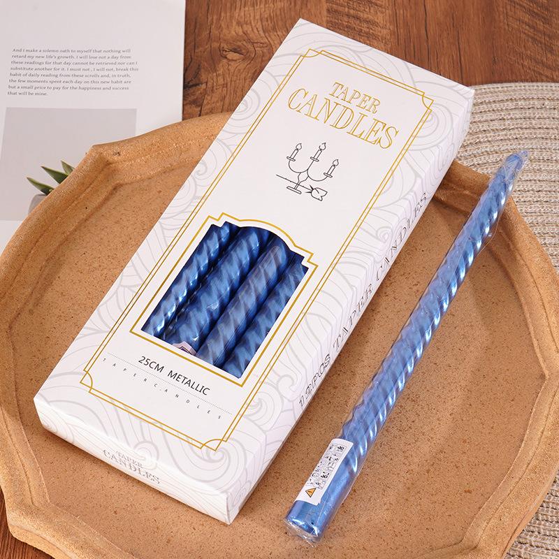 Candlestick Long Candle Romantic Spiral Birthday Western Food Candlelight Dinner Thread Home Wedding Gold Silver Red European Candle