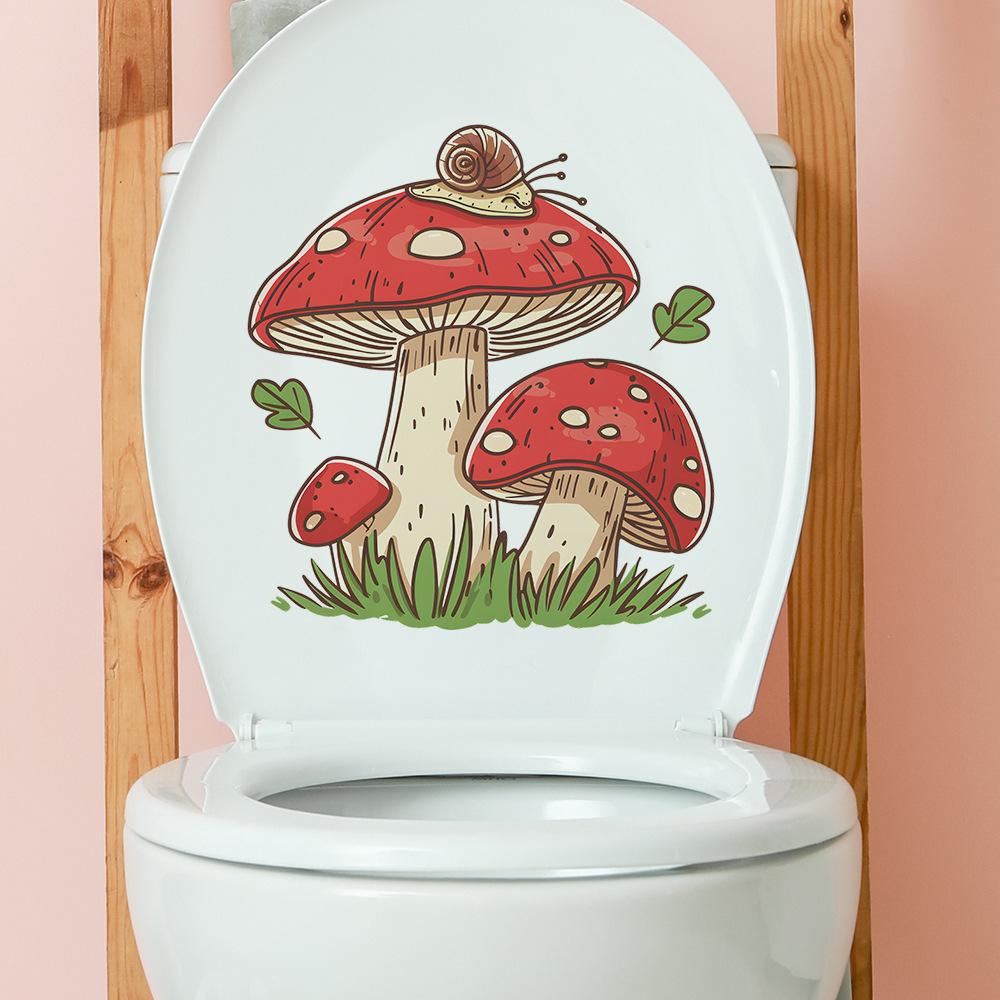 Fun-m145 Painted Mushroom Snail Toilet Post Bathroom Bathroom Decorative Wall Stickers Self-adhesive