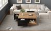 70 x 70 x 31.5cm Coffee Table with 3 Drawers, High-Gloss, Sofa/Side Table, Suitable for Small Rooms, Black + Original Wood Color