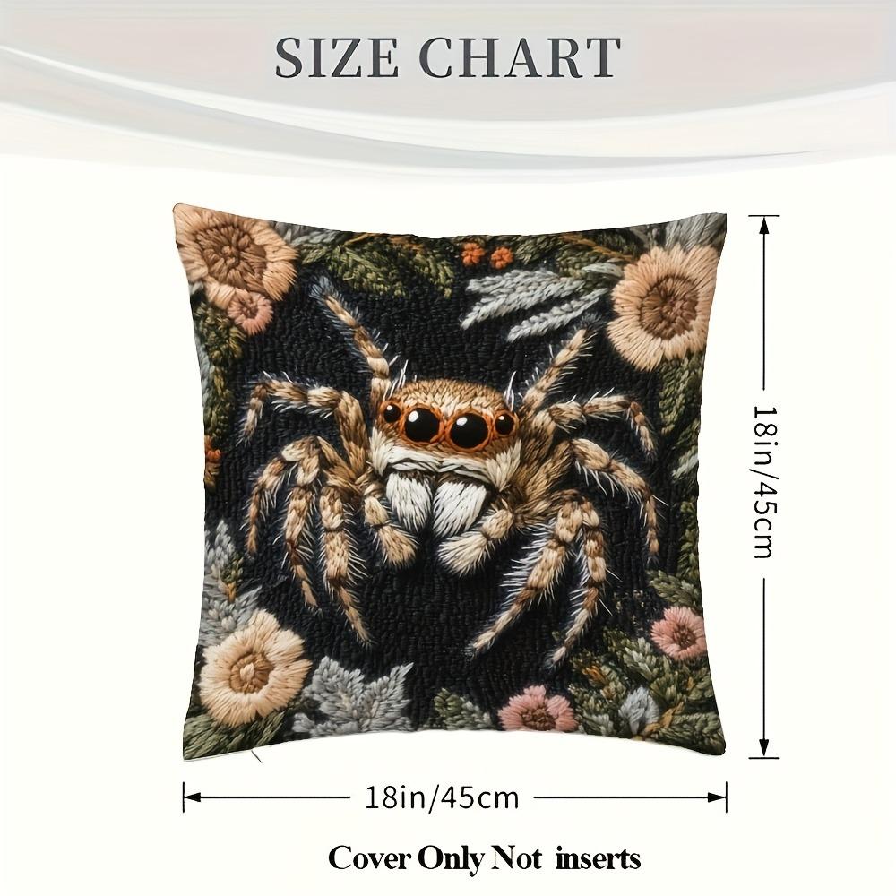 Unique 2D Flat-Printed Spider and Floral Pattern Pillow Cover Sofa cushion cover, home room dormitory decoration, 2D printing