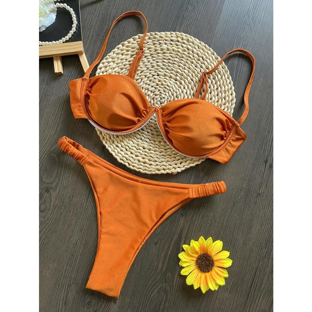 Sexy 3D květinový bikiny set 2026 Dámský černobílý s V-kosticemi a kosticemi Mikro mini plavky Plážové plavky Skládané tanga Plavky