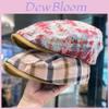 Vintage Red Tie Dye Grid Pattern Baker Boy Hat With Wide Brim For Casual Women