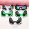 Alien-Themed Rainbow Fashion Glasses with Green Glitter Antennas - Fun Party Accessory for New Year's, Halloween, and Themed Events