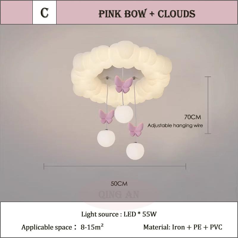 

Children s Room Princess Room Cloud Ceiling Lights Pink Bow Bubble Ball Lamp LED Cream Style Romantic Girl Bedroom Ceiling Lamps 3 color temperature