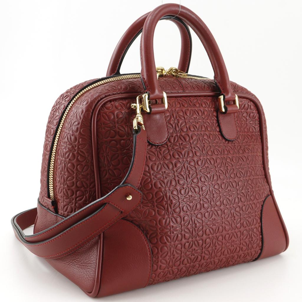 LOEWE Amazona 75 Handbag Repeat anagram 2WAYShoulder Red Calfskin Women Used