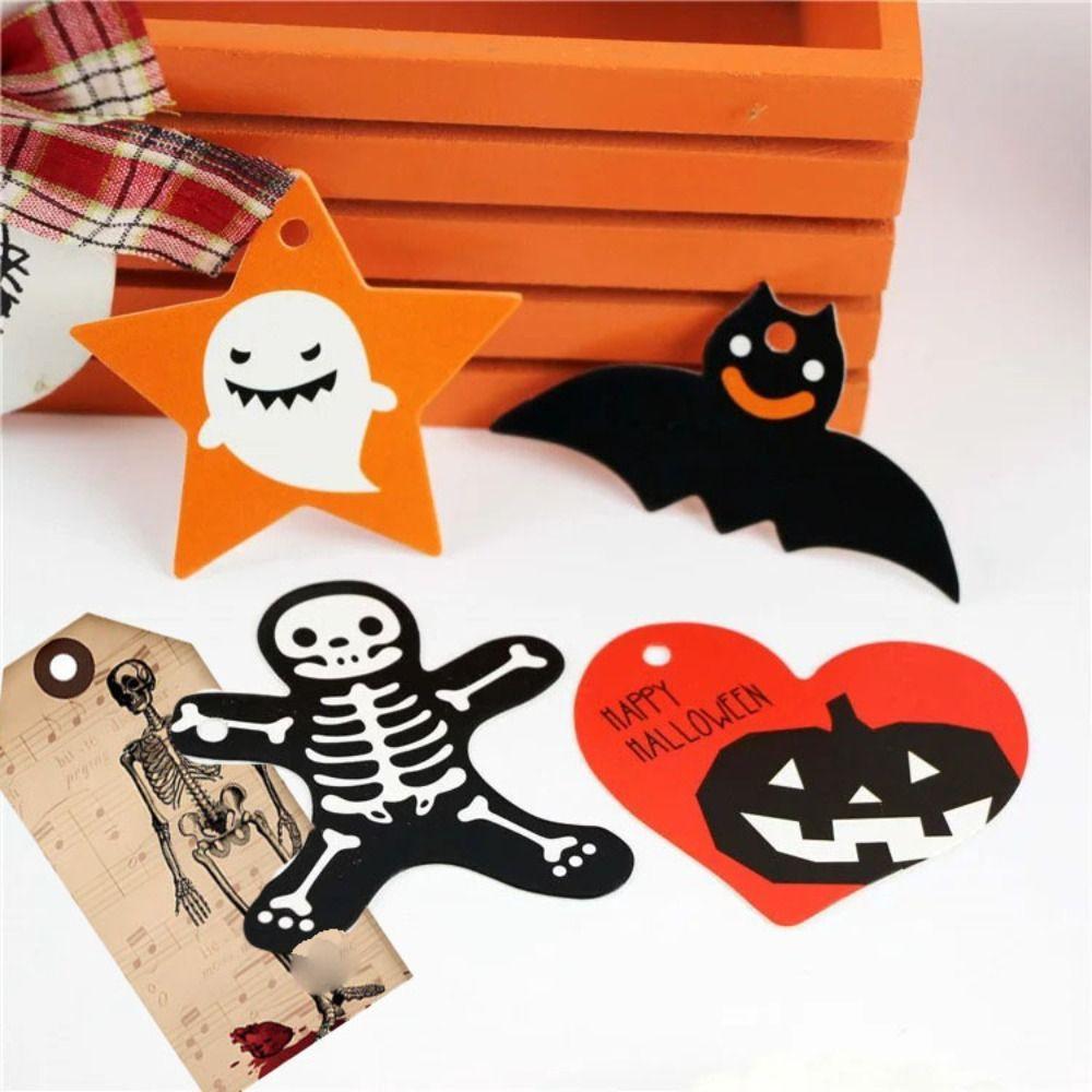 12pcs Single Side Halloween Packing Tags Vintage Pendant Tag Halloween Paper Hanging Tag Home