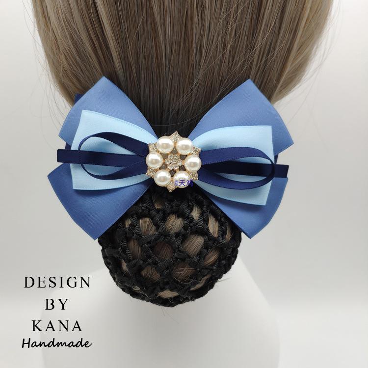 Women's Blue Flower Hair Net & Hairpin for Professionals
