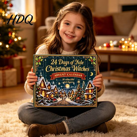 Decorative Figures for Window Christmas Witches Advent Calendar 2026 24 Days Yule Countdown Box 2D Holiday Gift Women Acrylic Witch Figurine Signs
