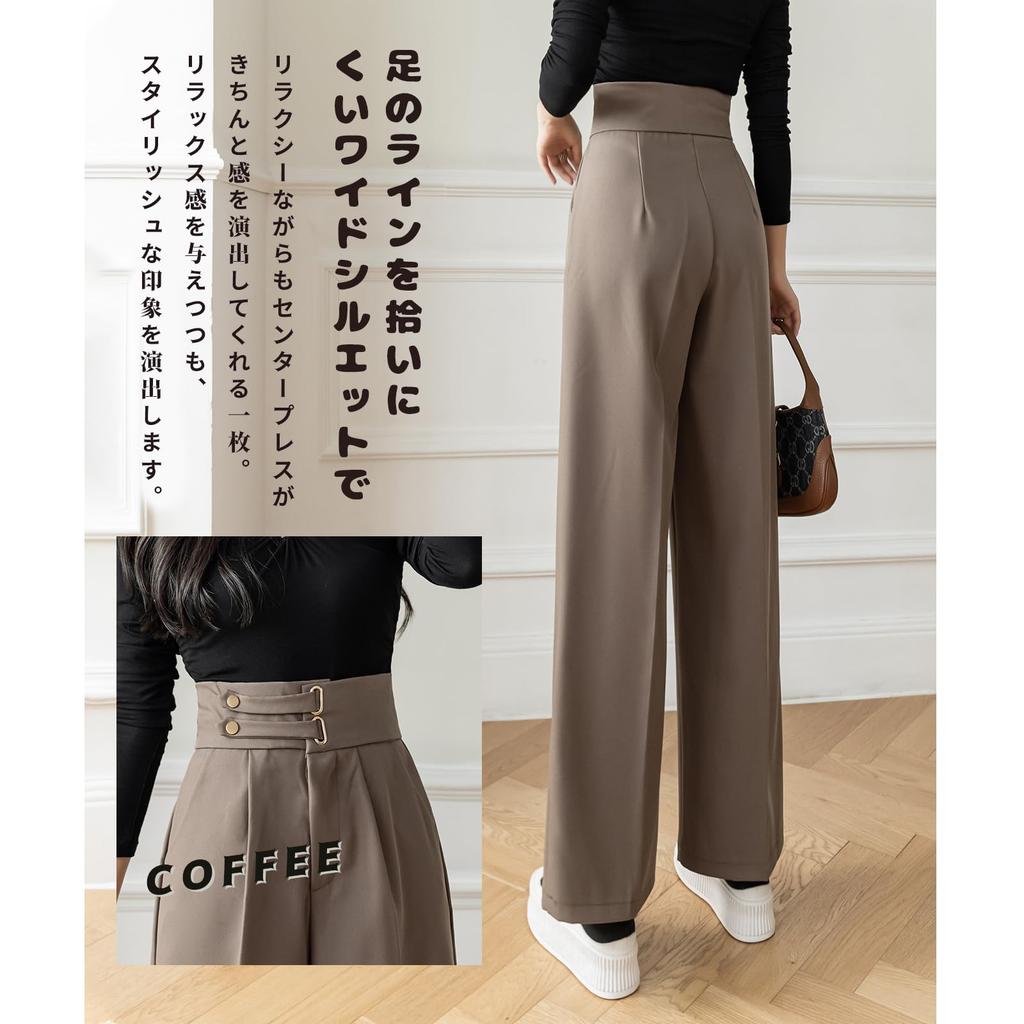MEME XTRA Suit Flattering Plus Straight Loose Center Solid Mature Intellectual Business Style Women's Pants, High-Waisted, Long, Wide-Leg Pants, Legs,