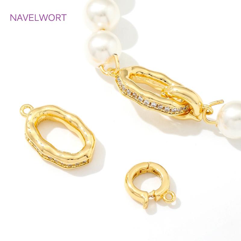 Fasteners For Bracelets Lock 18K Gold Plated Brass Inlaid Zircon Pearl Clasps Connector For Jewelry Making,Supplies For Jewelry