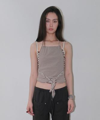 ORDINARY HOLIDAY Layered Stripe Top [Brown]
