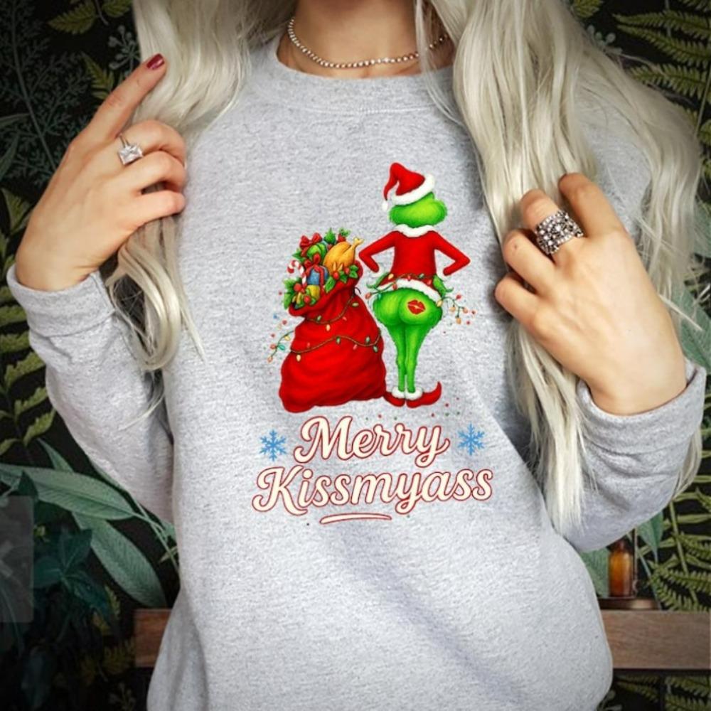 Fashion Men Women's T-shirt Christmas Green Monster Print O-Neck Pullover Top Casual Outdoor Sweatshirt Kids Tees Top Clothing