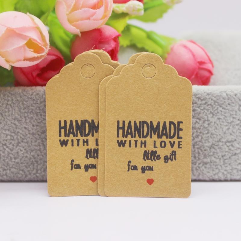 100 szt. + 100 sznurków 3x5 cm biały/papier kraft. Dziękujemy za ręczne wykonanie zawieszki do etykiety