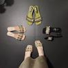 New Style Slippers Women's Shoes Square Toe Thick Heels Straight Line Versatile High-heeled Flip-flops
