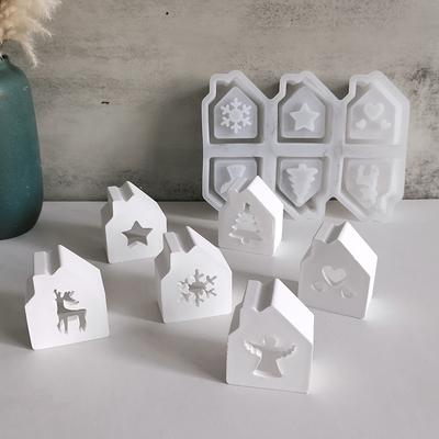 Matriță Silicon Casă Mică Stil Nordic 3D cu 6 Cavități Matrițe Lumânări Casă Case Mini Matriță Ghips Beton Ciment Matrițe Săpun Aromat