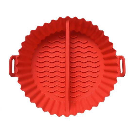 

Silicone Air Fryer Liner with Dividers Non-Stick Baking Mat for Toaster Oven & Grill Reusable Dishwasher Safe Heat Resistant Air Fryer Baskets for 3 червоний
