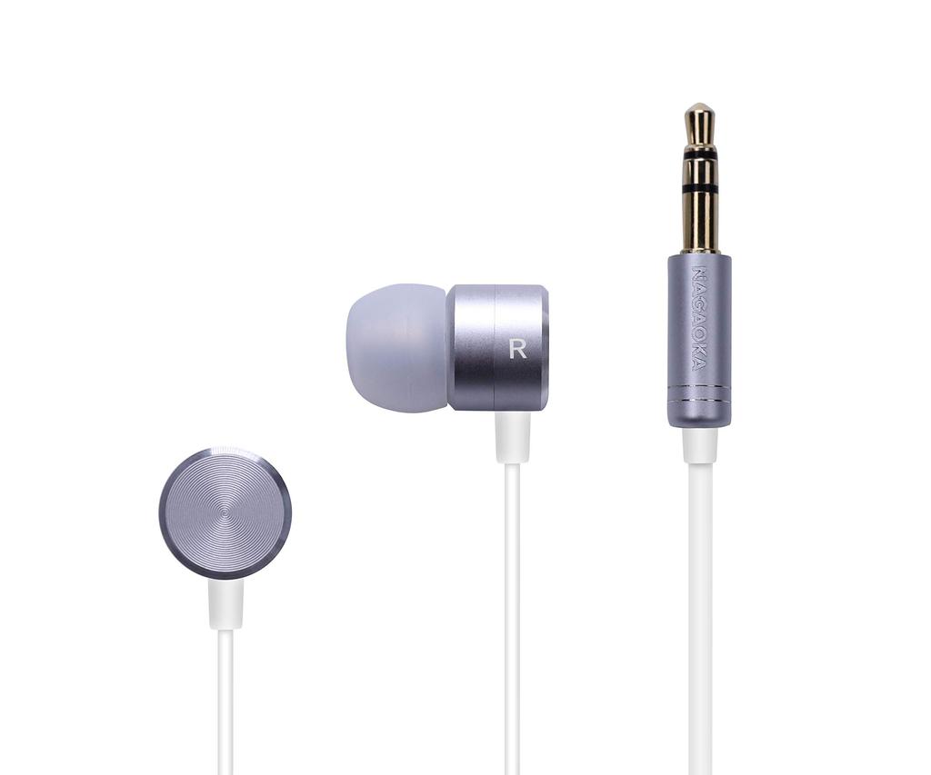 NAGAOKA Audio Compatible Wired P908SV High-Resolution Earphones, Silver,