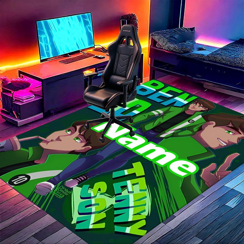 Custom Name Personalized Ben 10 Cartoon Print Carpet, Versatile Home Decor Rug, for Playroom, Apartment, Balcony, Entryway, Hallway Gift