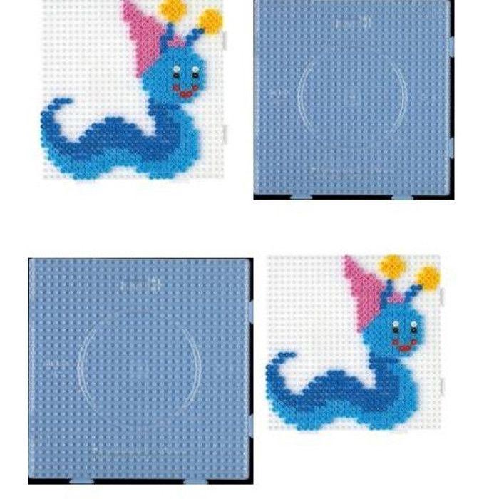 Plaques transp Carré X 4 (Grand) pour perles standard (Ø5 mm)