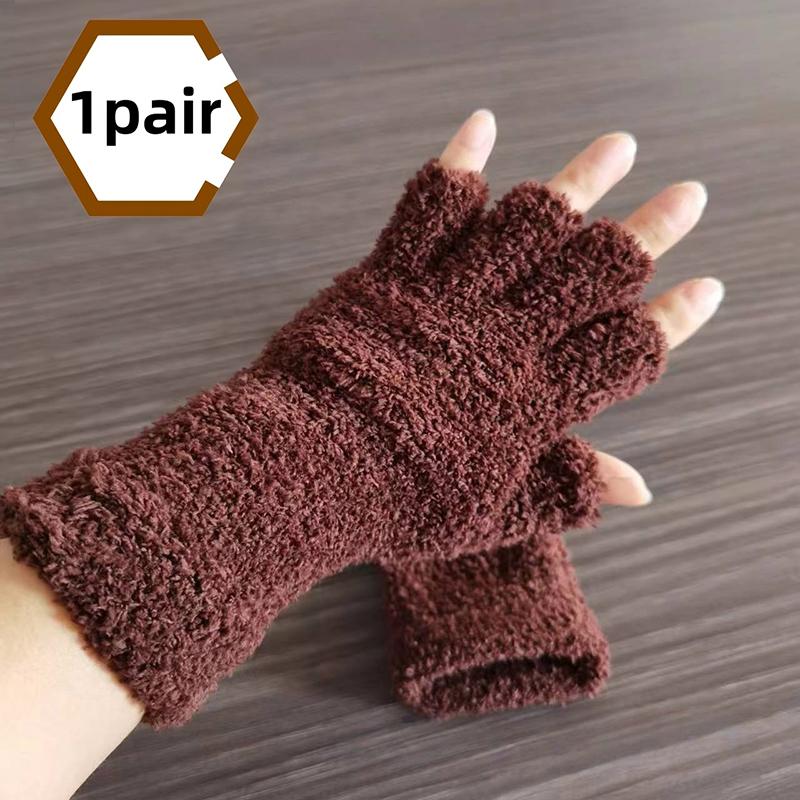 

1 пара Студенческие зимние минималистичные перчатки из кораллового флиса с защитой от пиллинга, теплые, модные сенсорные перчатки, подарок, милые