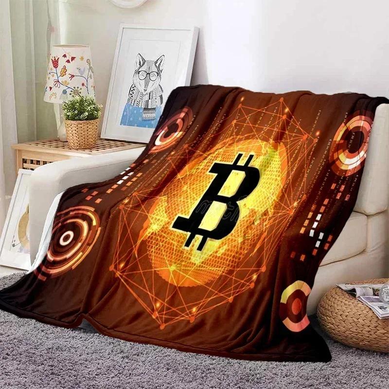 Bitcoin Soft Throw Blanket Game Blanket Bed Throw Blanket Warm Cartoon Printed Bedspread Bed Couch Sofa Birthday Gifts for Boys