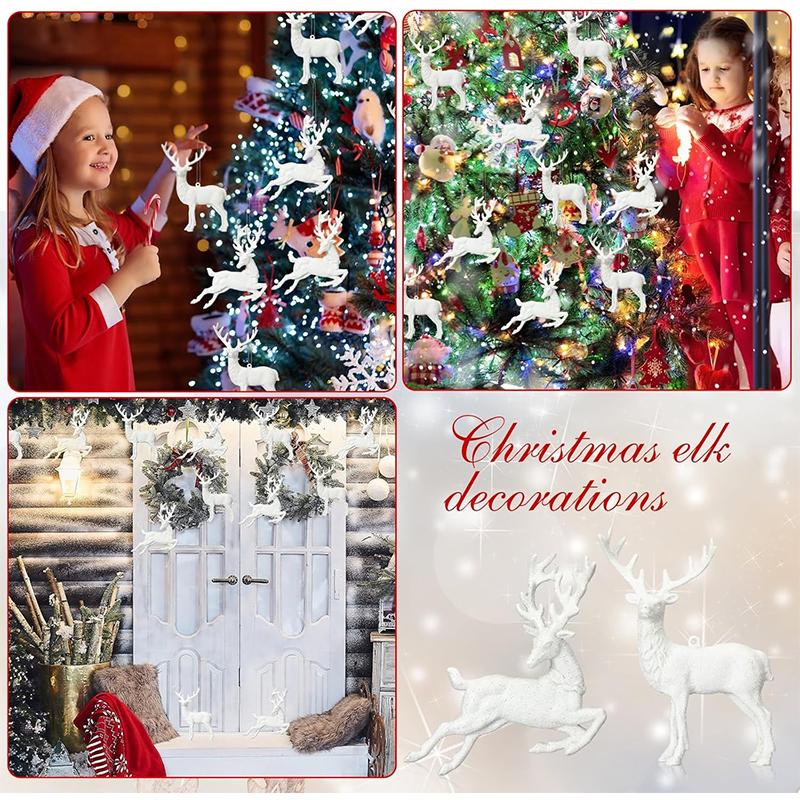 12x11CM 1 Stück Weihnachtsbaum Anhänger Weihnachtsdekoration Glitzer Stern Elch Engel Weihnachtsgeschenk für Heimparty 2025 Neues Jahr Navidad