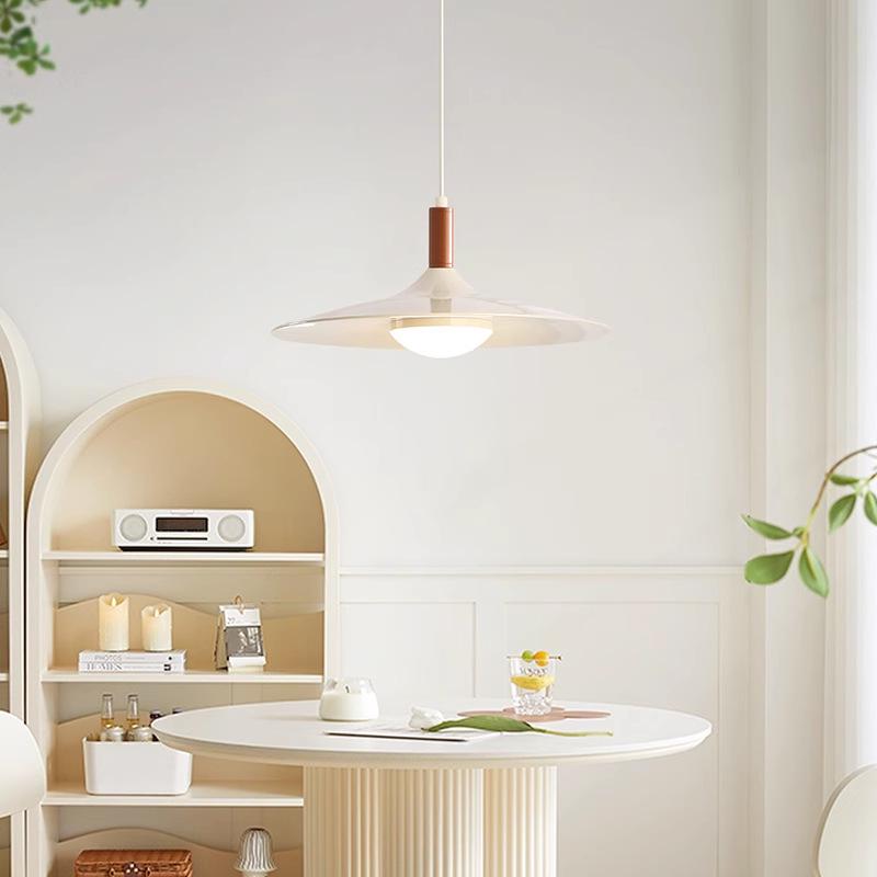 Nordic Walnut Three-Head Pendant Light for Dining, Bar, or Bedroom, Vintage UFO Style