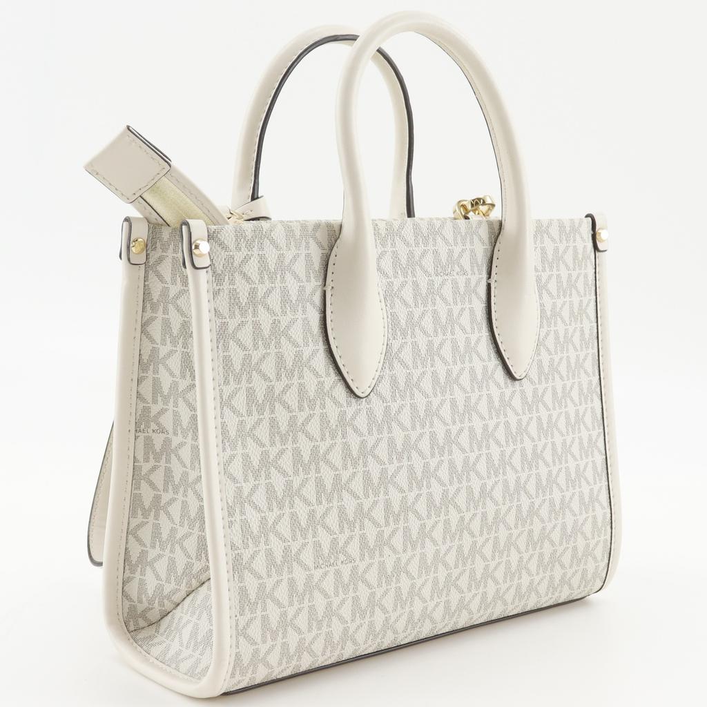 Michael Kors Mirela Small Handbag 35F2G7ZC5B 2WAYShoulder Signature White PVC Women Used
