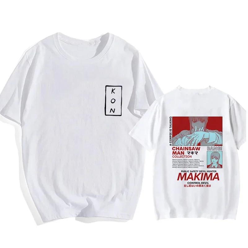 Japanese Anime Chainsaw Man T-shirt Pochita Cartoon Harajuku Makima Graphic Men's T-shirt Casual High-quality Comic T-shirt