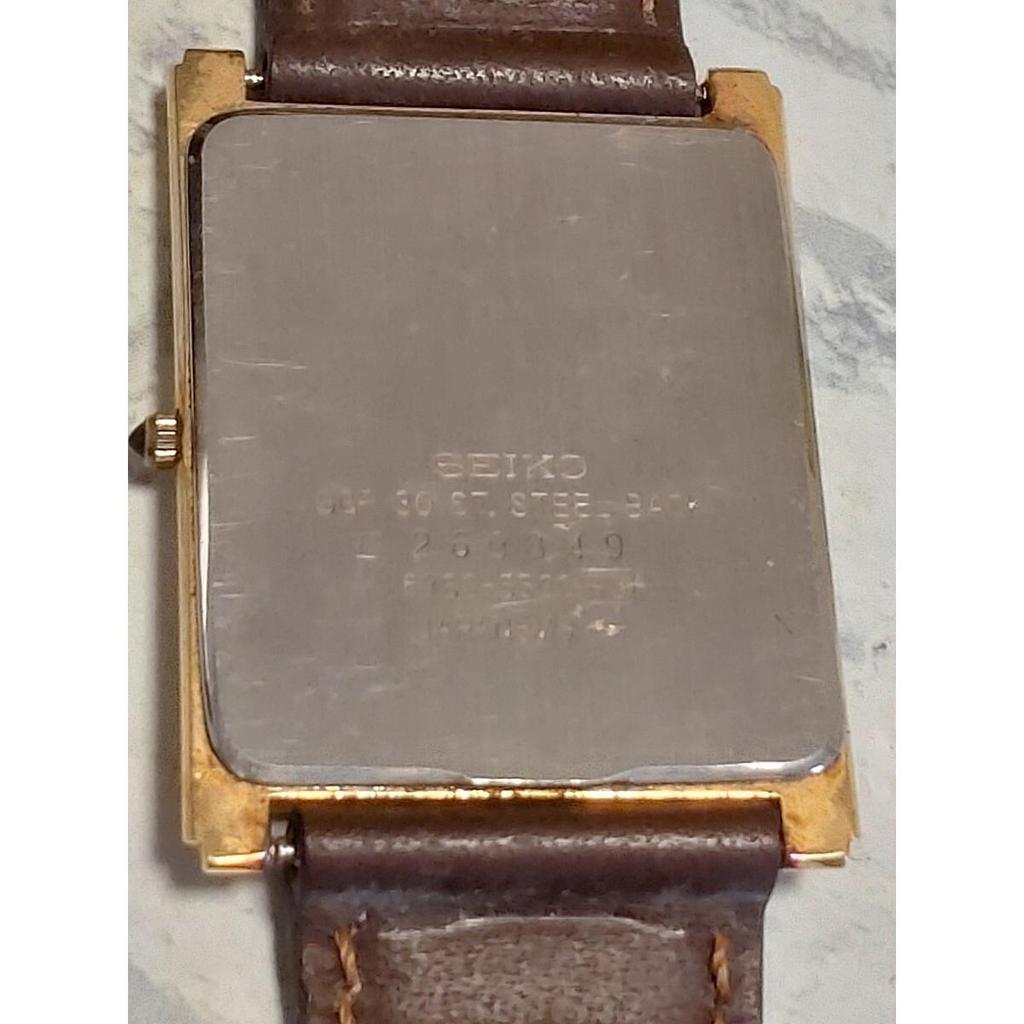 Used Working New Battery SEIKO Seiko Quartz Dolce Men's Watch Gold Square Tank Vintage