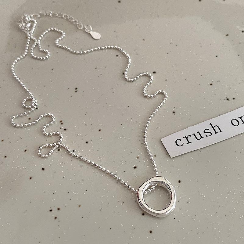 Runde Kugelkette Unregelmäßiger Ring Halskette Kalt und Modisch Neuer Stil Schlüsselbeinkette für Frauen