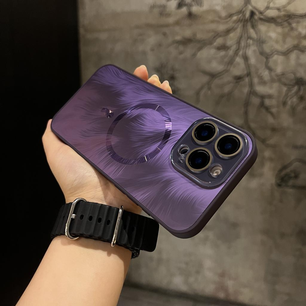 Feather yarn magnetic attraction is suitable for Apple 11promax mobile phone case, new matte iPhone11 lens anti-drop protective case