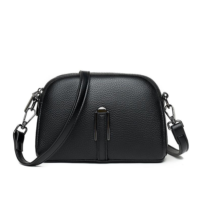 

Осенние кожаные женские сумки, модная модная сумка-мессенджер с узором личи, сумка для мобильного телефона из коровьей кожи первого слоя чёрный