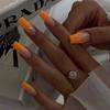 Long European and American Gradual Change Sunset Orange Line Manicure Fashion European and American Ins Wind Wear Armor